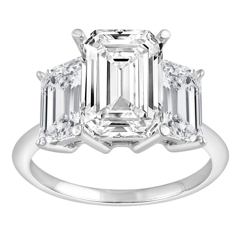 Emerald Lab Grown Diamond 5ctw. Three Ring Bridal Set in 14k White Gold image number null